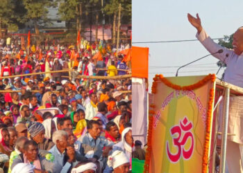 ഛത്തിസ്ഗഢിലെ ജസ്പൂരില്‍ ജനജാതി ഗൗരവ് ദിവസത്തില്‍ നടന്ന വനവാസി സംഗമത്തെ ആര്‍എസ്എസ് സര്‍സംഘചാലക് ഡോ. മോഹന്‍ ഭാഗവത് അഭിസംബോധന ചെയ്യുന്നു.