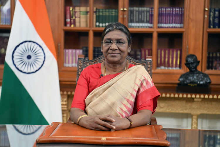 The President, Smt. Droupadi Murmu addressing the Nation on the eve of the 74th Republic Day, in New Delhi on January 25, 2023.