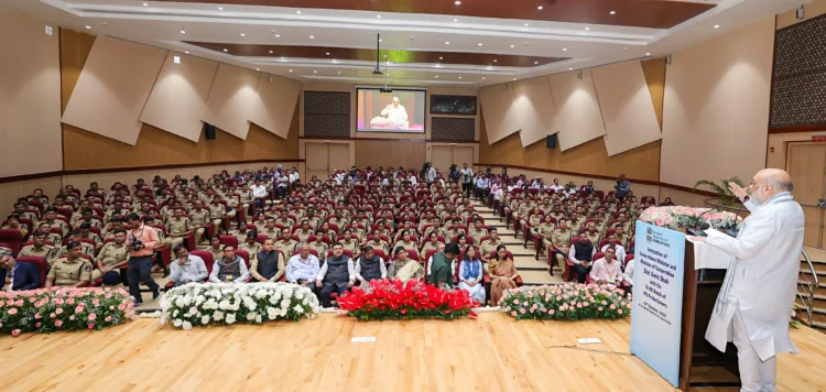 New Delhi, Oct 15 : Union Home Minister Amit Shah addresses the Police Service Officer Trainees of 76 RR Batch of IPS Probationers, at BN Mullik Auditorium in New Delhi on Tuesday.