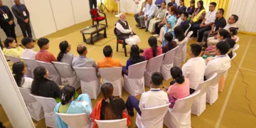 PM interaction with locals at Imphal, in Manipur on September 13, 2025.