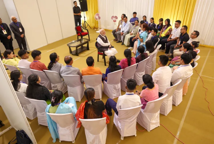 PM interaction with locals at Imphal, in Manipur on September 13, 2025.